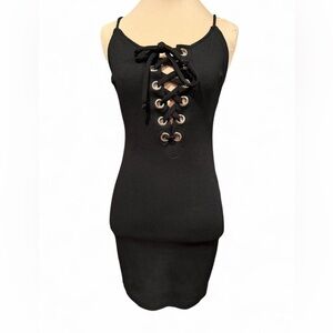 Vintage Y2K Hustler Hollywood Sexy Black Bodycon Mini Dress Small